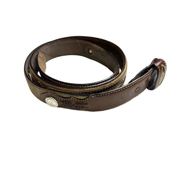 Nocona Mens Brown Top Hand Middle inlay Western Belt N2475702 Size 44 *Belt Only - Picture 1 of 16